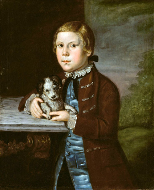 Boy Of Hallett Family With Dog